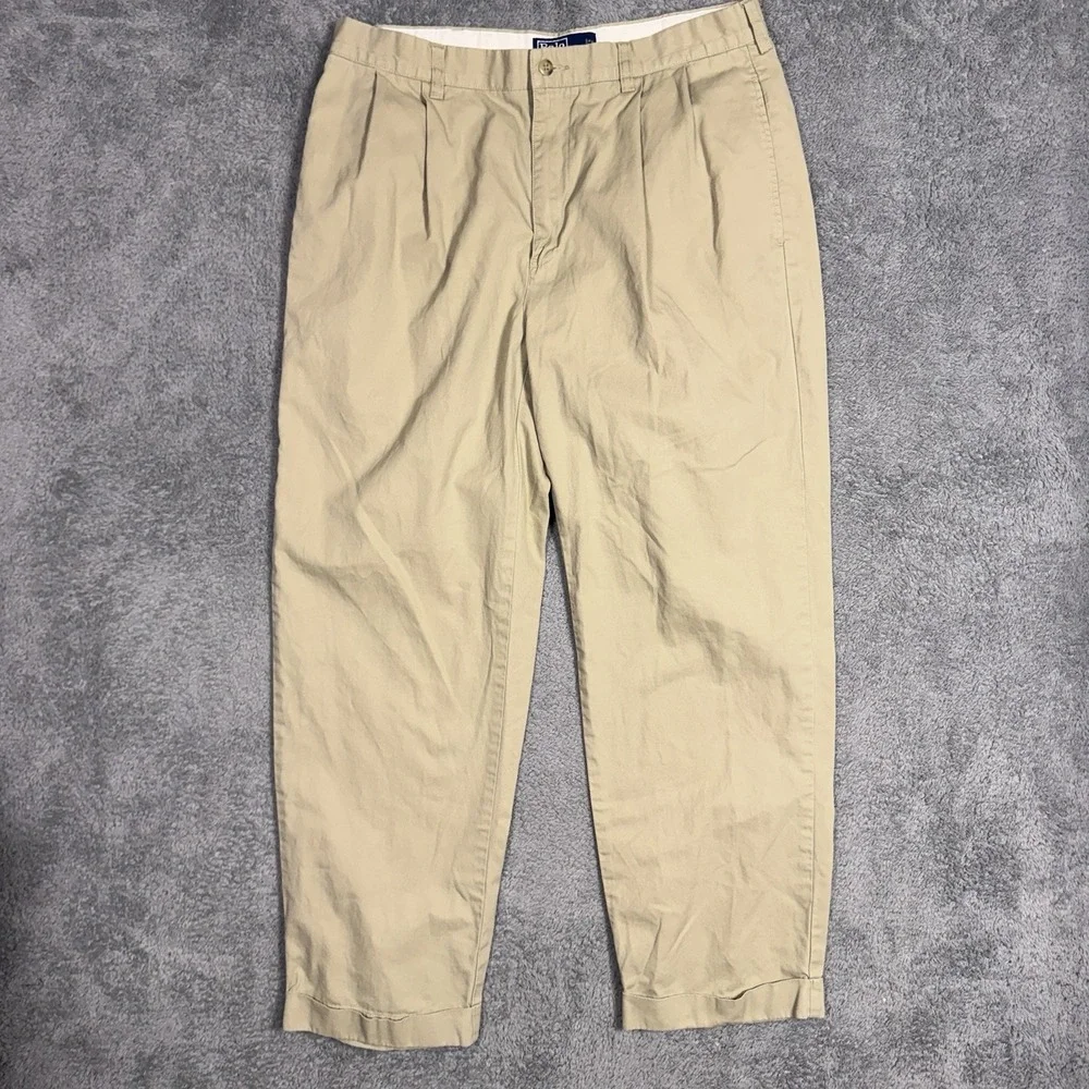 Vintage Polo Ralph Lauren Hammond Pant Mens 34x29 Trouser Pleated Cuffed Chino